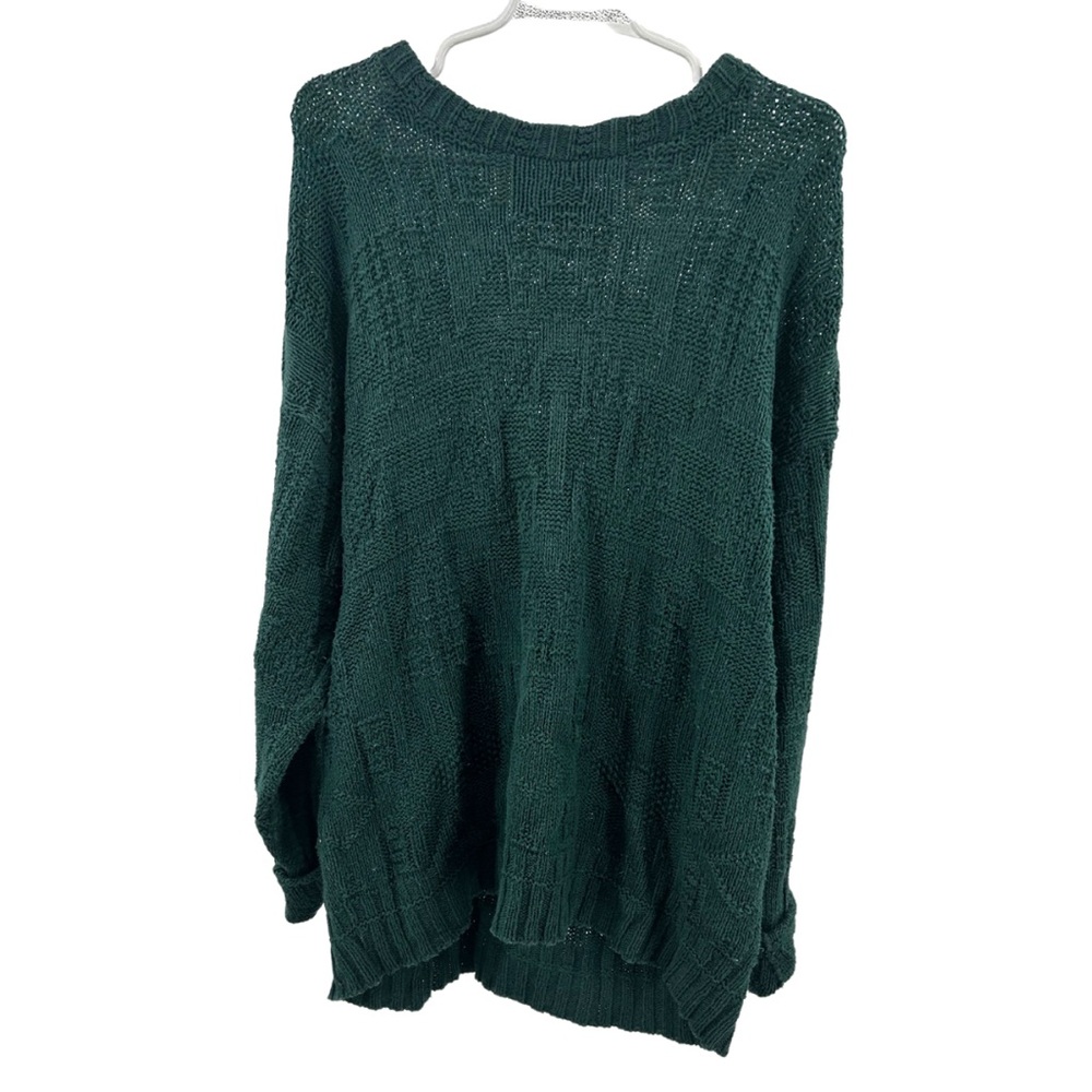 Lake Harmony Green Crew Neck Sweater M Textured Knit cotton vintage unisex